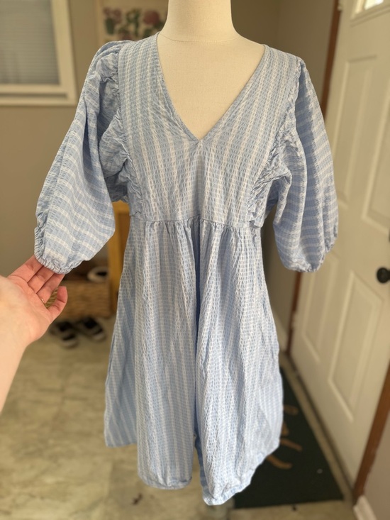 a new day Dresses & Skirts - a new day Light Blue Textured V-Neck Mini Dress